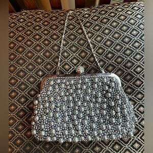 Pearl and grey evening bag